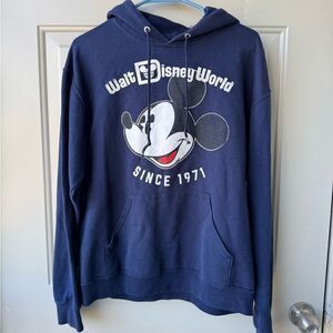 Vintage Walt Disney‎ World Hoodie Size S Mickey Mouse Since 1971 Navy